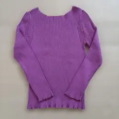 [美品]IÉNA 青みピンクリブ編み 長袖ニット