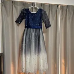 ネイビー スパンコール付き フォーマルドレス 150cm