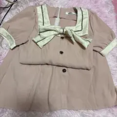 リボン付きピンク半袖ミニワンピース SHEIN