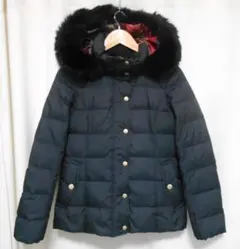 ブルーレーベルクレストブリッジ 裏地CBチェック柄 ダウンジャケット 黒 36