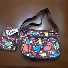 タグ付き未使用レスポートサッククラシックホーボー茶色ねずみ柄