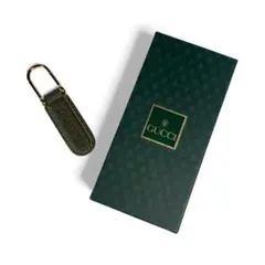 美品＊GUCCI ＊キーホルダー キーリング ブラウン メタル＆革製 箱付