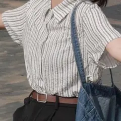 【Vipoa 】French stripe casual shirtのサムネイル