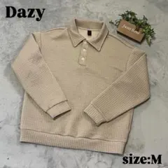 Dazy デイジー S ワッフル生地 ポロシャツスタイル トレーナー ベージュ
