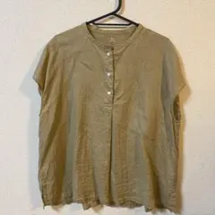 新品　無印良品　M-L フレンチスリーブブラウス　ベージュ