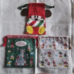 クリスマス　巾着3枚