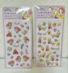ディズニー アリエル ラプンツェル ぷくぷくシール 2種セット