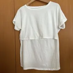 授乳服 半袖Tシャツ ホワイト M~Lサイズ 部屋着 レディース インナーのサムネイル