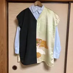 正絹着物リメイクＶネックチェニック10