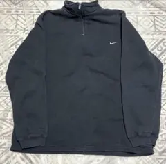 【00s】NIKEハーフジップスウェットMサイズブラック フェード スウォッシュ