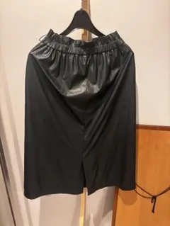 【美品】 COMME ÇA ボトルグリーン レザースカート 13号(L)