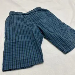 ファミリア 青チェック 緑チェック リバーシブルパンツ