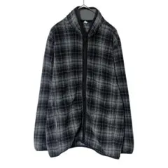 UNIQLO ユニクロ フリースフルジップジャケット L 黒灰 チェック柄 防寒