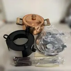 【新品】銅製　フォンデュセット 銅 ミニ チーズ&オイルフォンデュセット S-736W - 調理器具のSHOKUBI
