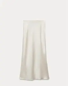 新品タグ付き　ZARA サテンミディ丈スカート　エクリュ　XS