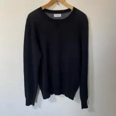 【人気】サタデーズニューヨークシティ コットンニット 袖ロゴ 黒 XS サーフ