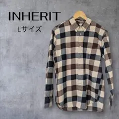 INHERIT フランネル 長袖シャツ チェック コットン Lサイズ