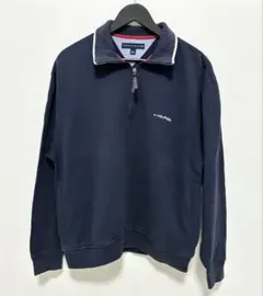 90s TOMMY HILFIGER ハーフジップ M スウェット ネイビー