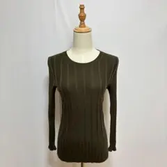 Spick & Spanリブニットセーター（F）オリーブ系　アセテート綿　日本製のサムネイル