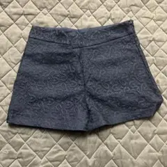 ①レース模様 ダークブルー ショートパンツ Sサイズ