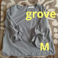 grove チェック柄 フレア袖ブラウス Mサイズ