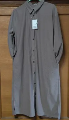 ブラウン 長袖シャツワンピース 定価¥2,990