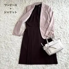 ワンピーススーツセットアップ テーラードジャケット ノースリーブワンピース M
