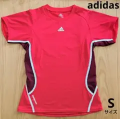 アディダス レディース 半袖Tシャツ ランニング レッド 赤 Sサイズ