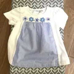 moo non non 花刺繍 Tシャツ