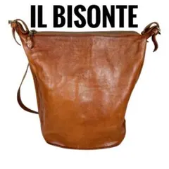 IL BISONTE ブラウン オールレザー バケツ型 ショルダーバッグ