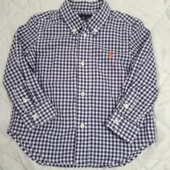 美品☆Ralph Lauren　長袖シャツ　紫チェック　オレンジポロ　24M