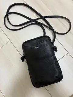 美品】BEAURE/ビュレ/パフポシェット/レザーショルダーバッグ/牛革/黒 