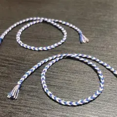 ミサンガ　２つセット　青(紺)×ピンク×白