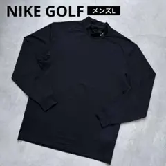 NIKE GOLF ナイキゴルフ モックネックシャツ 裏地フリース L NIKE GOLF ナイキゴルフ モックネック半袖シャツ ロゴ ブラック