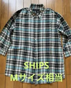 【美品】SHIPS 7分袖チェックシャツ M〜Lサイズ相当