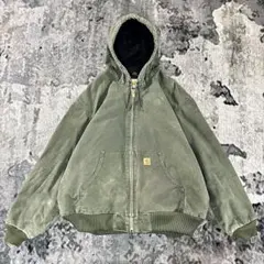 立体フードCarhartt レザータグ 希少カラー モスグリーン ユニセックス