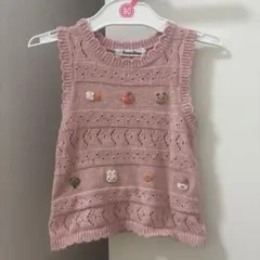 familiar ピンク刺繍ベスト 90サイズ
