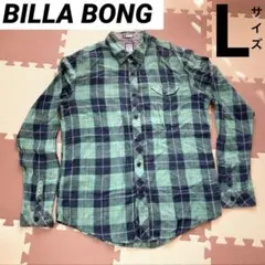 BILLA BONG メンズ　長袖シャツ　襟付き　チェック柄　L 薄め　春夏秋