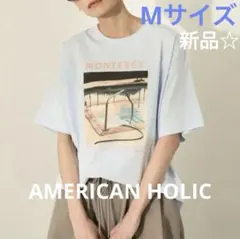 AMERICAN HOLIC フォトプリントTシャツ サックスブルー　M
