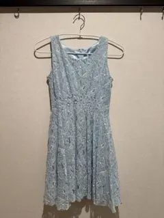 水色 レース ノースリーブ ミニワンピース　RUIRUE BOUTIQUE