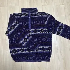 L.L.Bean 90s 総柄　フリース　ハーフジップ