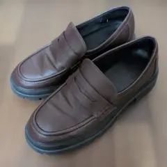 GU ボリュームソールコインローファー L ブラウン 合成皮革