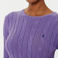 ❤ ポロラルフローレン ケーブルニット クルーネック XXS パープル ☆