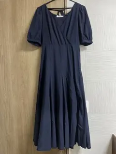【美品】MISCHMASCH カシュクールフレアワンピース ネイビー