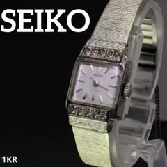 稼働品 ビンテージ セイコー 17石 手巻き レディース腕時計 ラインストーン