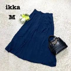 イッカ　ロングフレアスカート　Aライン　ネイビー　無地　シンプル　ウエストゴムのサムネイル
