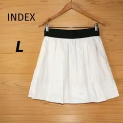 INDEX　スカート　フレア　ミニ丈　バックジップ　L　ホワイト　未使用タグ付きのサムネイル