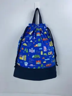 車と街柄の体操服袋 33x30x8 cm