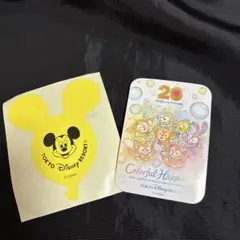 ダッフィーとフレンズ 20周年 ステッカー、　黄色いステッカー