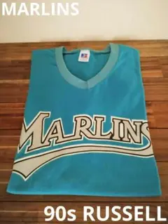 【90s】RUSSELL MARLINS ラッセル マーリンズゲームシャツUSA
